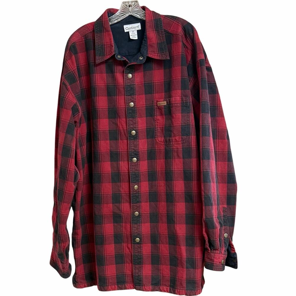 Carhartt Mens XL Tall Shirt Jacket    100% heavyweight cotton, snap closure.